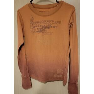 Y2k Hard Rock Cafe Womens Two Tone Longsleeve Shirt Size M Dublin Spellout